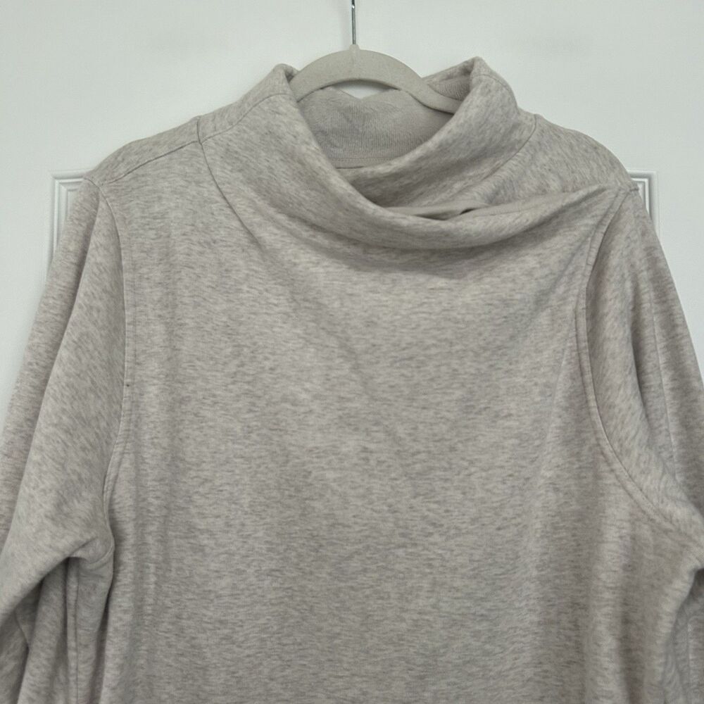 Athleta Cozy Karma Twist Neck Sweatshirt XL Heather Gray Thumbholes Pullover